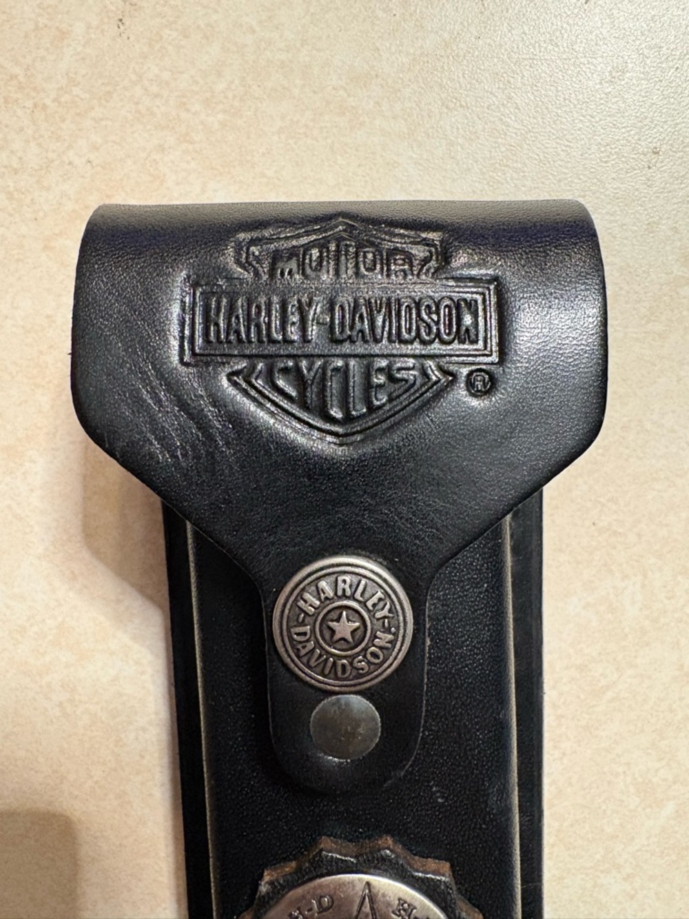 Harley Davidson, flaming legend Cryo edge knife from 2001 with leather sheath - Picture 9 of 15